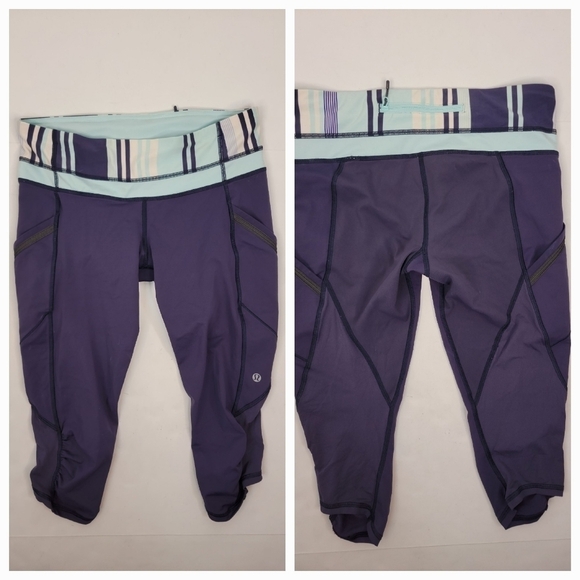 Lululemon Sz 8 Crop Leggings Side Pockets - Picture 1 of 6